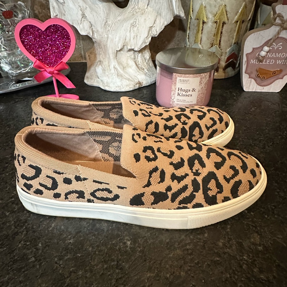 Old Navy Tan and Black Leopard Slip-On Sneakers - Picture 2 of 6